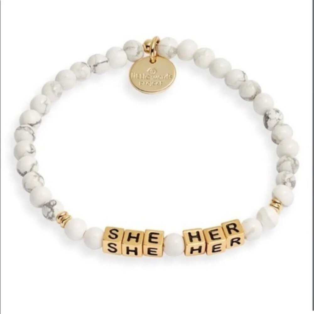 NWT Little Words Project She/Her Beaded Stretch Bracelet - Picture 4 of 4